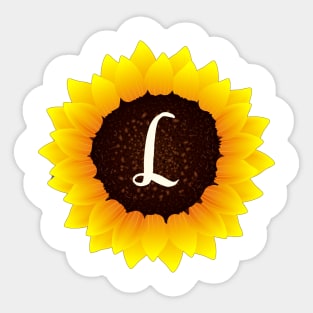 Floral Monogram L Bright Yellow Sunflower Sticker